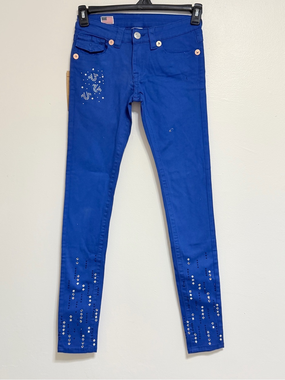 True Religion Blue Embellished Skinny Jeans Sz 26 Nwt